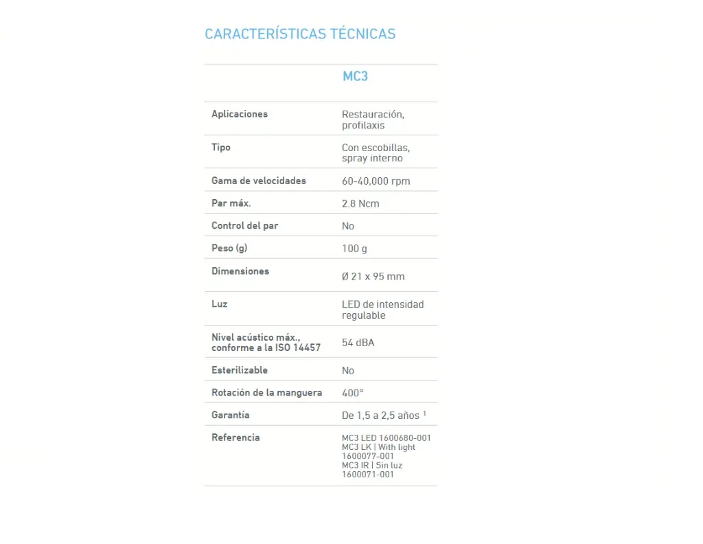 Micromotor eléctrico MC3 caracteristicas.webp