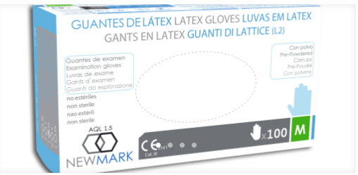 Guantes de látex con polvo New Mark 100u