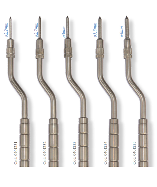Osteotomo curvo en punta con tope. -ø2,2mm