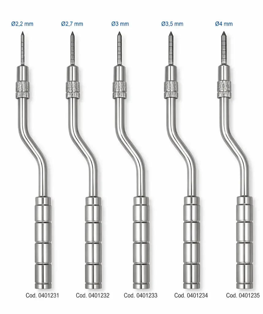 Osteotomo curvo en punta con tope. -ø2,2mm