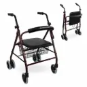 Andador plegable ruedas con cesta, asiento y frenos por presión