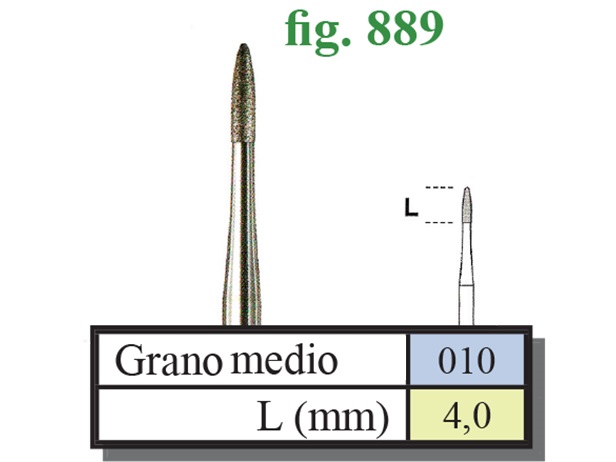 Fresa diamantada Fig.889 grano medio cal. 010 - Edenta 5u