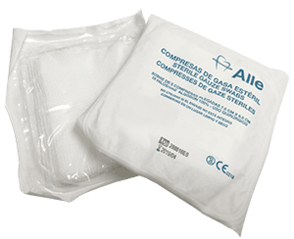 Gasa estéril algodón 16x25cm P7,5 x 6,5cm 250 sobres/5u ALLE