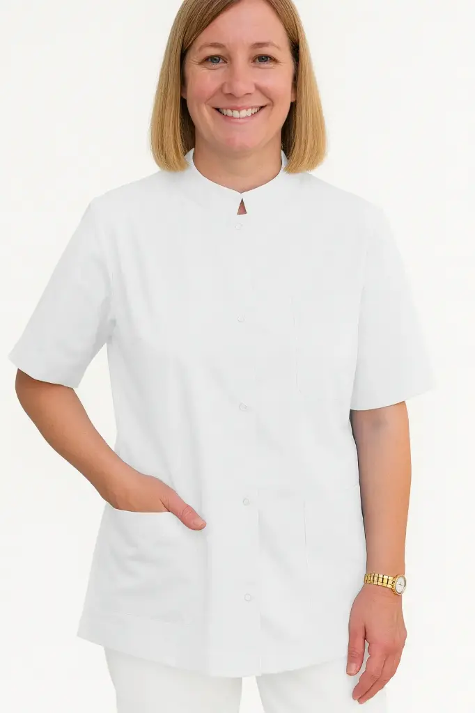 Camisa abotonada manga corta Blanco