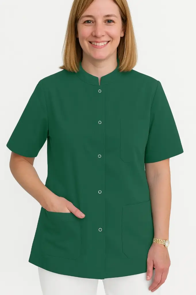 Camisa abotonada manga corta Verde