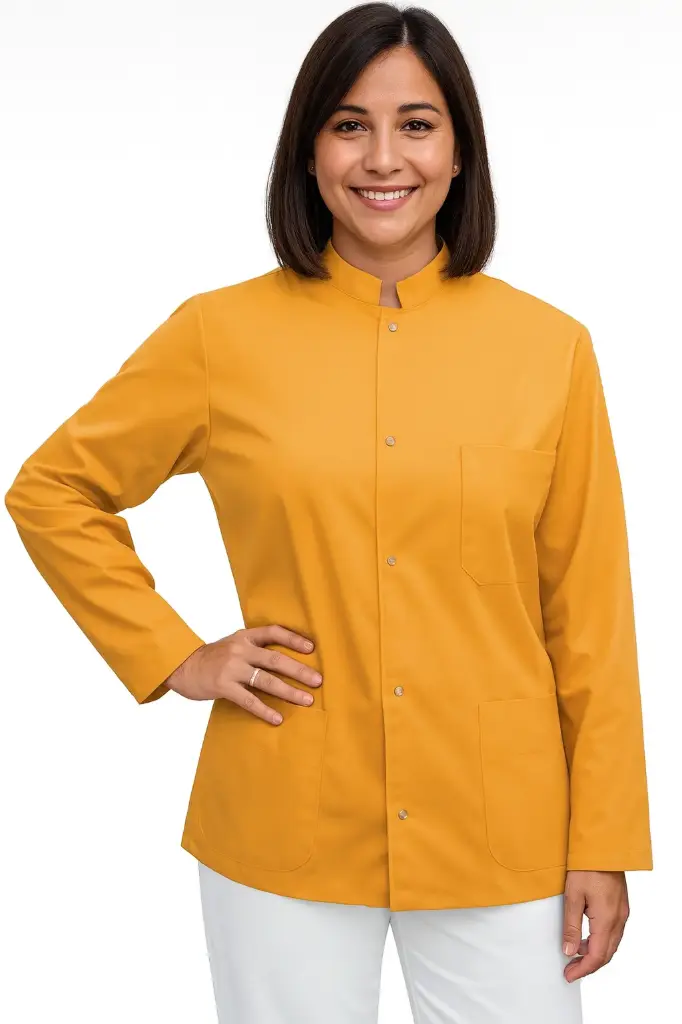 Camisa abotonada manga larga Mostaza