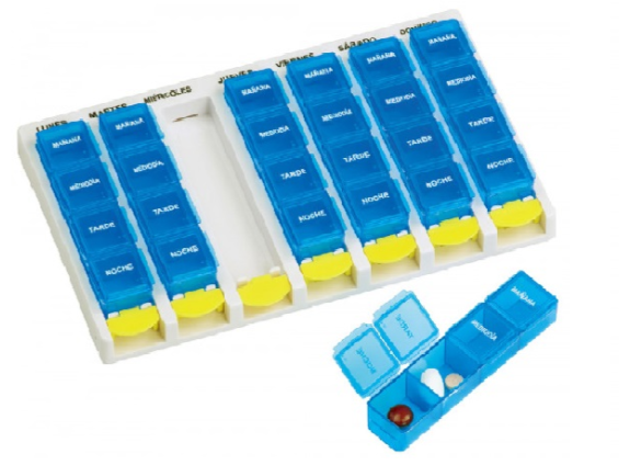 Pastillero semanal módulos diarios extraíbles con botón