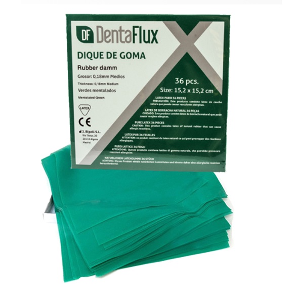 Diques medios verdes 15,2x15,2cm 36u Dentaflux