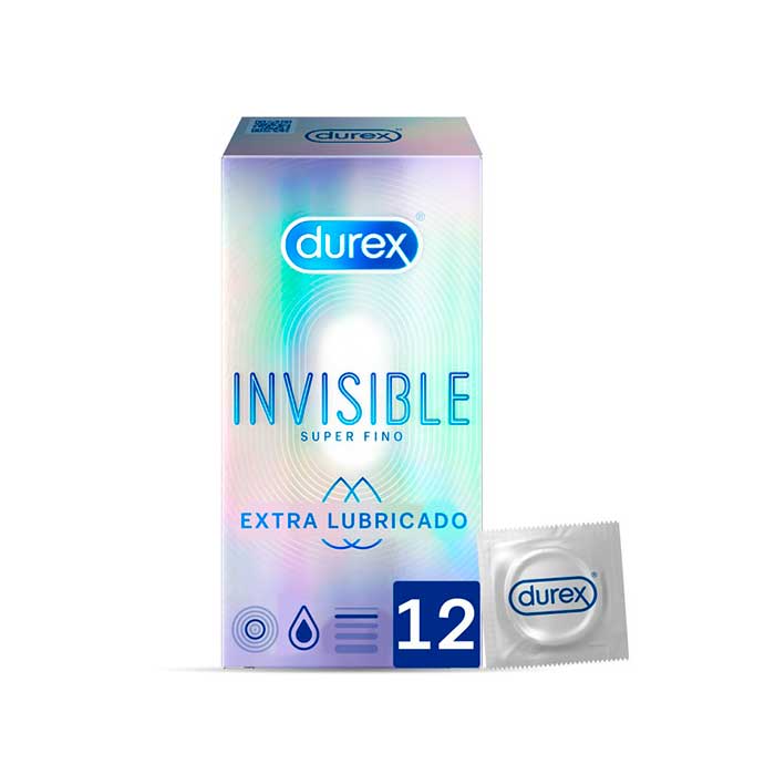 DUREX INVISIBLE EXTRA FINO EXTRA LUBRICADO PRESERVATIVOS 12 UNIDADES