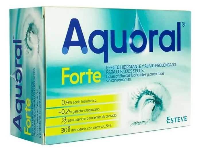 Aquoral forte gotas oftalmicas lubricantes esteriles 30 x 0,5ml