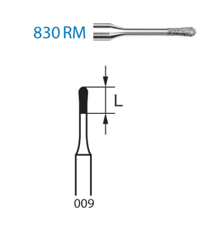 Fresa diamante turbina Fig.830RM314 cal.009 - Komet 5u