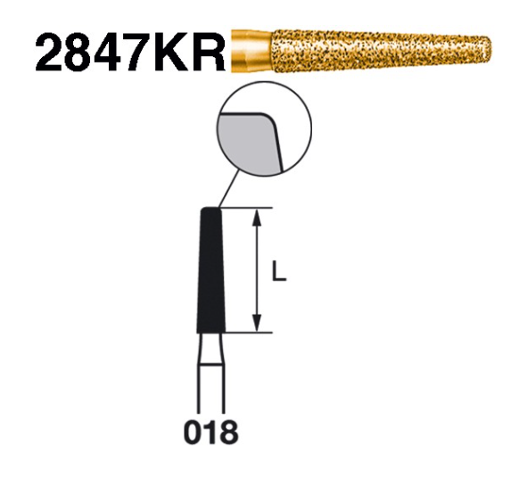 Fresa diamante turbina Fig.2847KR314 cal.018 S2000 - Komet 5u