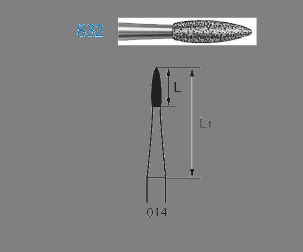 Fresa diamante contra-ángulo Fig.832EF204 cal.014 - Komet 5u