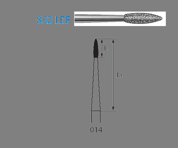 Fresa diamante contra-ángulo Fig.832LEF204 cal.014 - Komet 5u