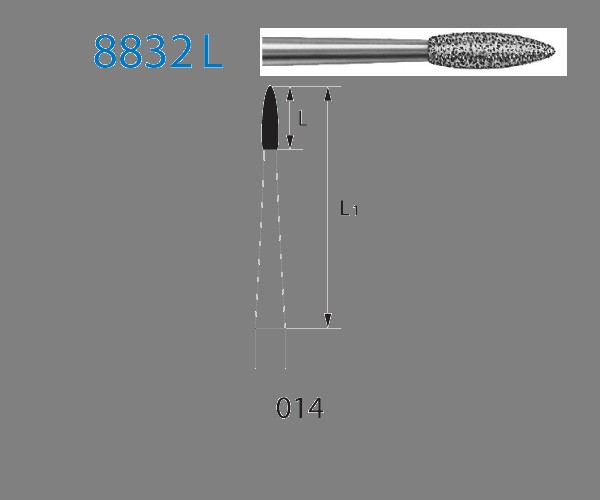 Fresa diamante contra-ángulo Fig.8832L204 cal.014 - Komet 5u