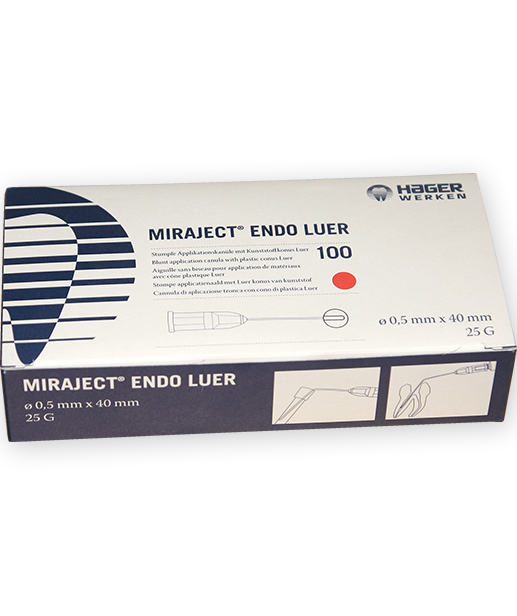 Agujas Miraject Endo-Luer 25G  0,5mm x 40mm 100u HAGER &amp; WERKEN