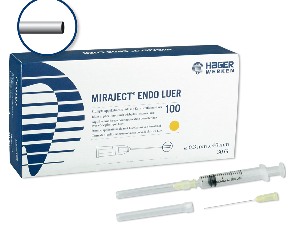 Agujas Miraject Endo-Luer 25G  0,5mm x 40mm 100u HAGER &amp; WERKEN