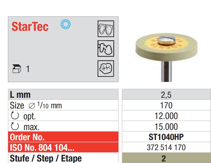 Pulidor para cerámica 2a Fase Startec Forma de Rueda HP 1u EDENTA