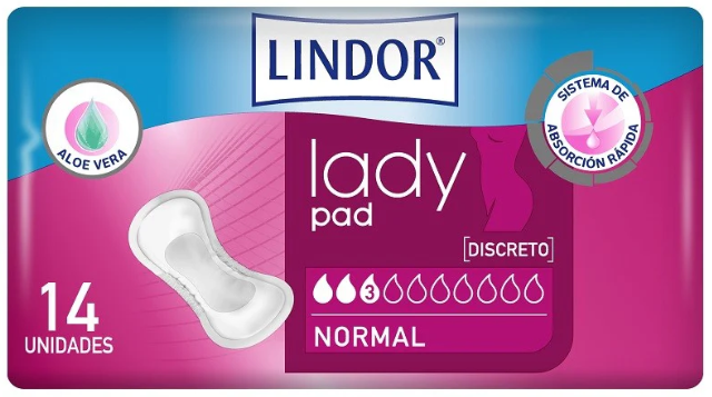 Compresas LINDOR Lady Normal 3 gotas Bolsa 14u
