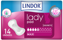 Compresas LINDOR Lady Maxi 5 gotas Bolsa 14u