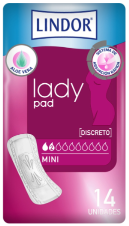Compresas LINDOR Lady Mini 2 gotas Bolsa 14u