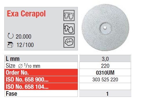 Exa Cerapol Pulidor Cerámica Forma Disco sin montar Gris Claro 100u Edenta