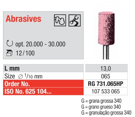 Pulidor Corindón Rosa para Aleaciones Metálicas Cilindro HP 12u Edenta