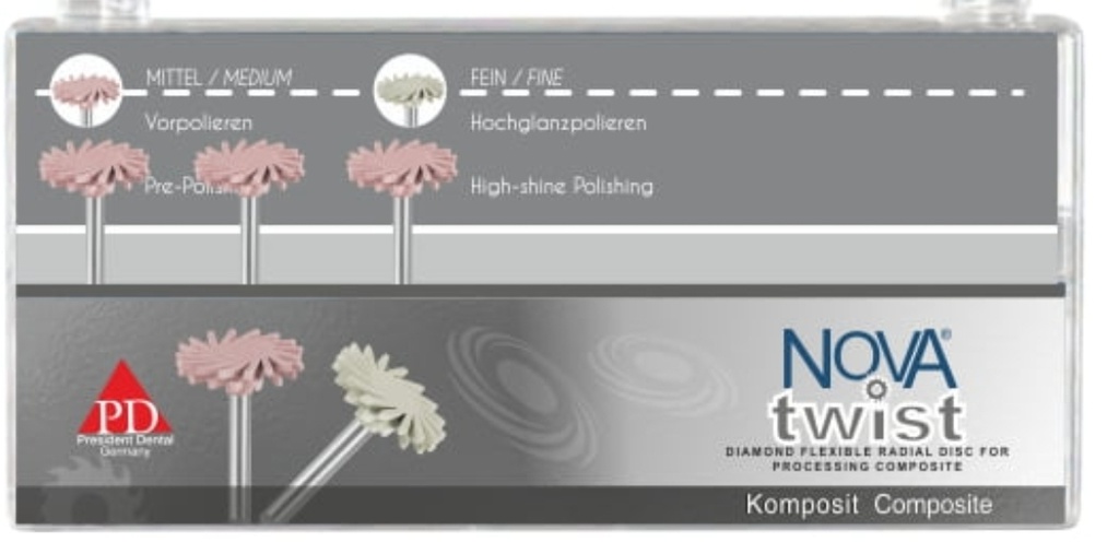 Pulidor Diamantado Nova Twist para Composite CA montado 6u President Dental