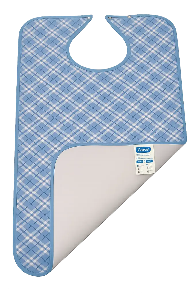 Babero corchete fibra estampado de 3 capas Cuadro Azul 1u