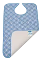 Babero corchete fibra estampado de 3 capas Cuadro Azul 1u
