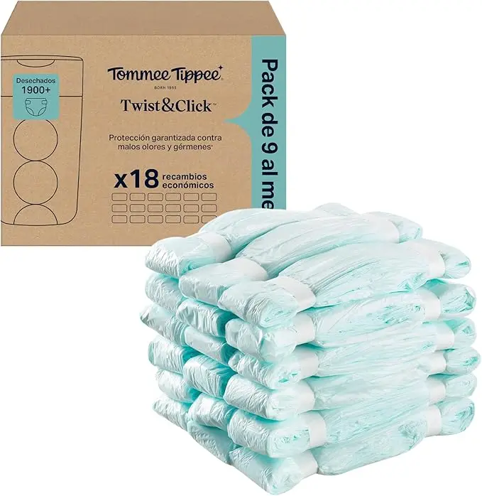 Bolsas de recambios para cartucho contenedor de pañales SANGENIC 18 láminas x 10,5m