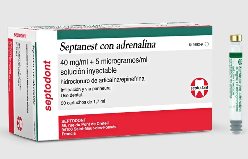 Anestesia Septanest 4mg/ml+5mg/ml 1:200.000 50u. Verde Septodont 