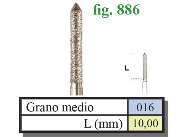 Fresa diamantada Fig.886 grano medio cal.016 - Edenta 5u