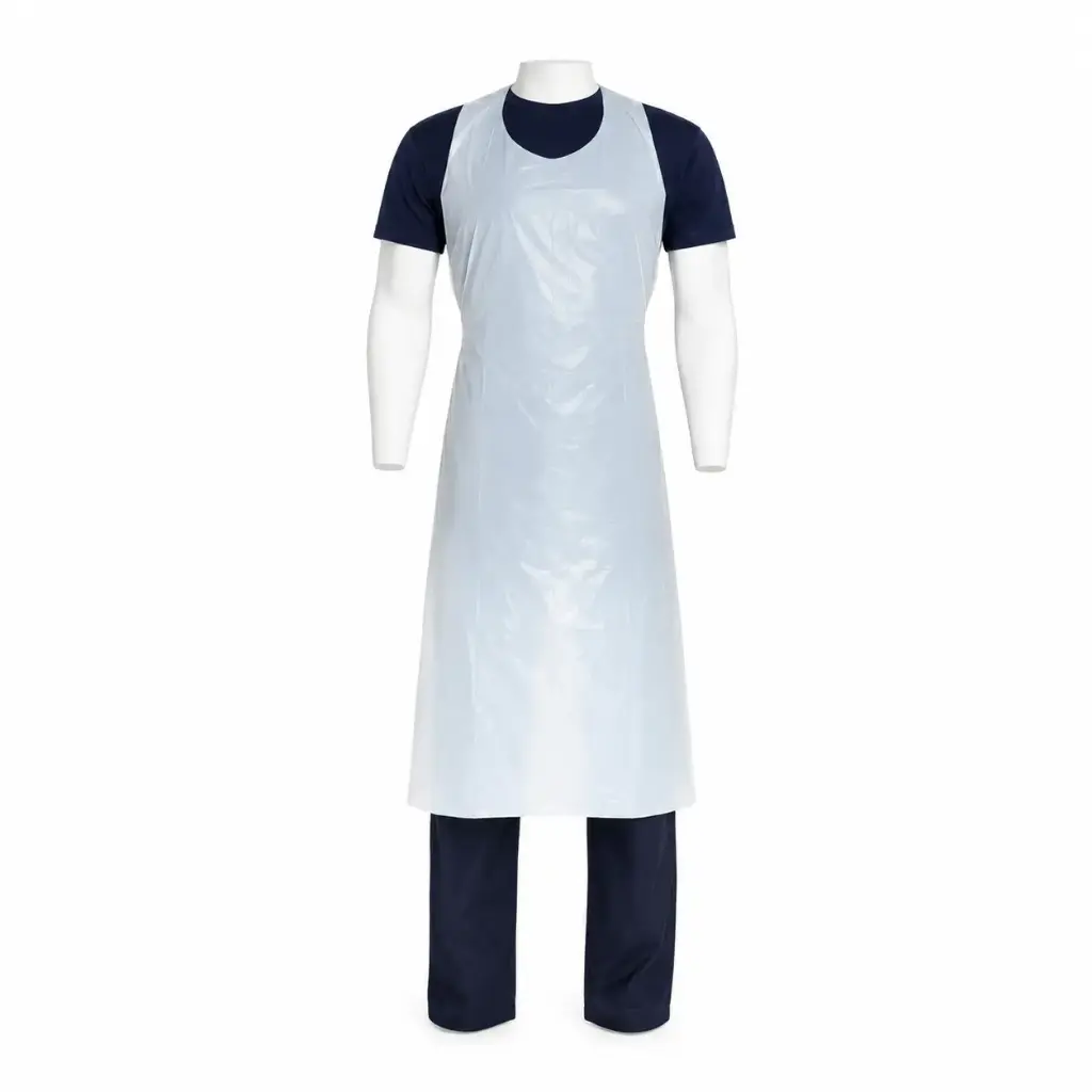 Delantal plástico PE blanco 73x120 cm 100u