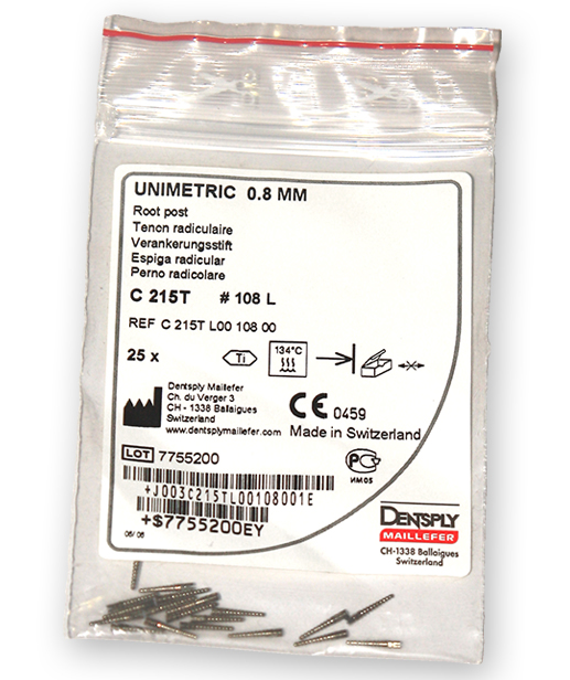 Unimetric titanio cabeza corta ø1,0mm 25u Dentsply Sirona