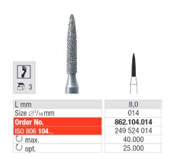 [862.104.014] Fresas diamantadas Fig. 862 Grano Medio Llama HP 3u Edenta