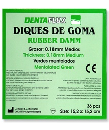 [020300] Diques medios verdes 15x15cm 36u - Dentaflux