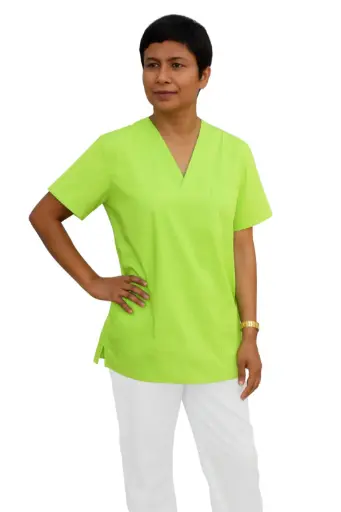 [13813] Camisa cuello pico Verde pistacho