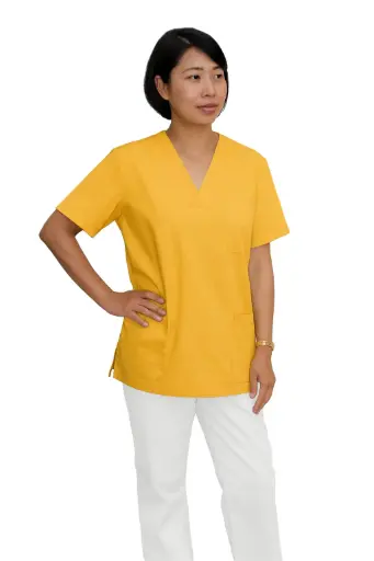 [13814] Camisa cuello pico Amarillo mostaza