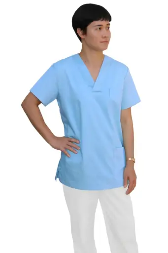 [13816] Camisa cuello pico Azul