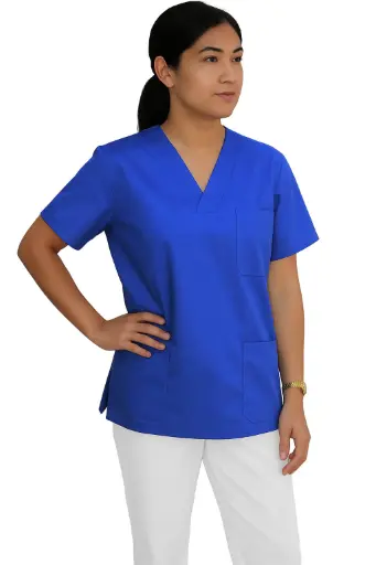 [13817] Camisa cuello pico Azul marino