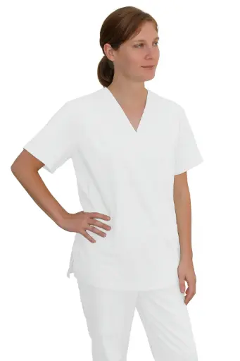 [13819] Camisa cuello pico Blanco