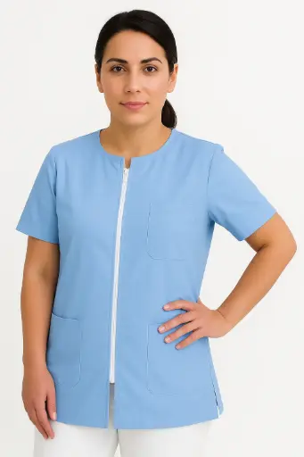 [13821] Camisa con cremallera Azul