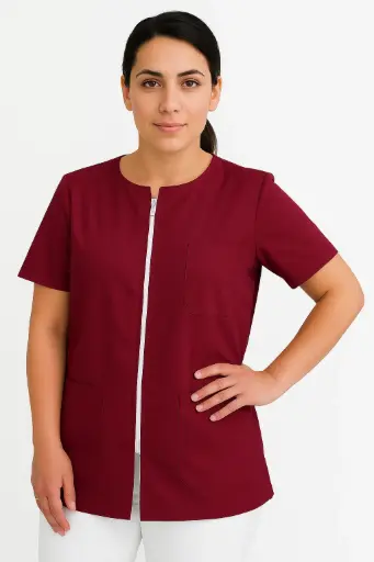 [13822] Camisa con cremallera Granate