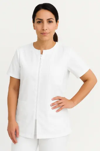[13825] Camisa con cremallera Blanco
