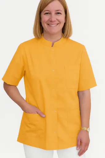 [13832] Camisa abotonada manga corta Mostaza