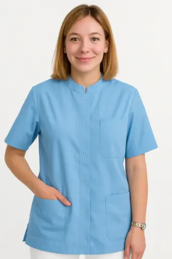 [13834] Camisa abotonada manga corta Azul