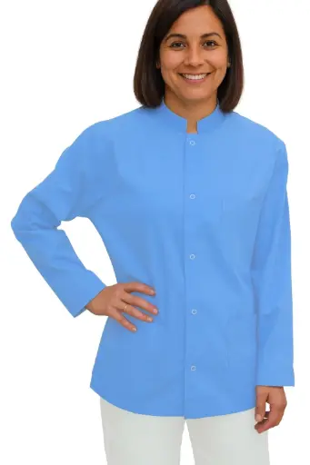 [13841] Camisa abotonada manga larga Azul