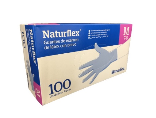 [13875] Guantes de látex sin polvo Naturflex 100u Bimedica