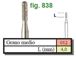 [838012] Fresa diamantada Fig.838 grano medio cal.012 - Edenta 5u